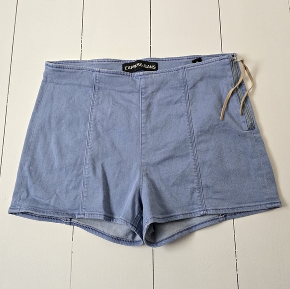 Express Jeans 2016 Side Zip Stretch Denim Shorts 10 - Picture 1 of 5
